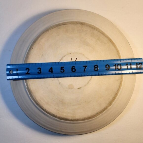 Handcrafted Stoneware Pottery Floral Chip & Dip Bowl Blue Ivory Signed Glazed - Picture 8 of 10